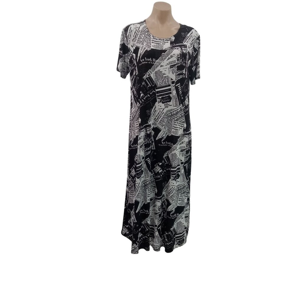 Jostar Womens Knit Dress M Newsprint New York Times Newspaper Brooklyn Graphic